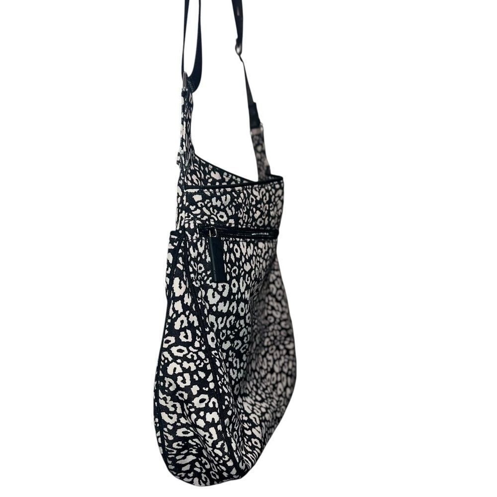 Vera Bradley Black White Leopard Print Quilted Crossbody Bag Adjustable Strap - Picture 9 of 13